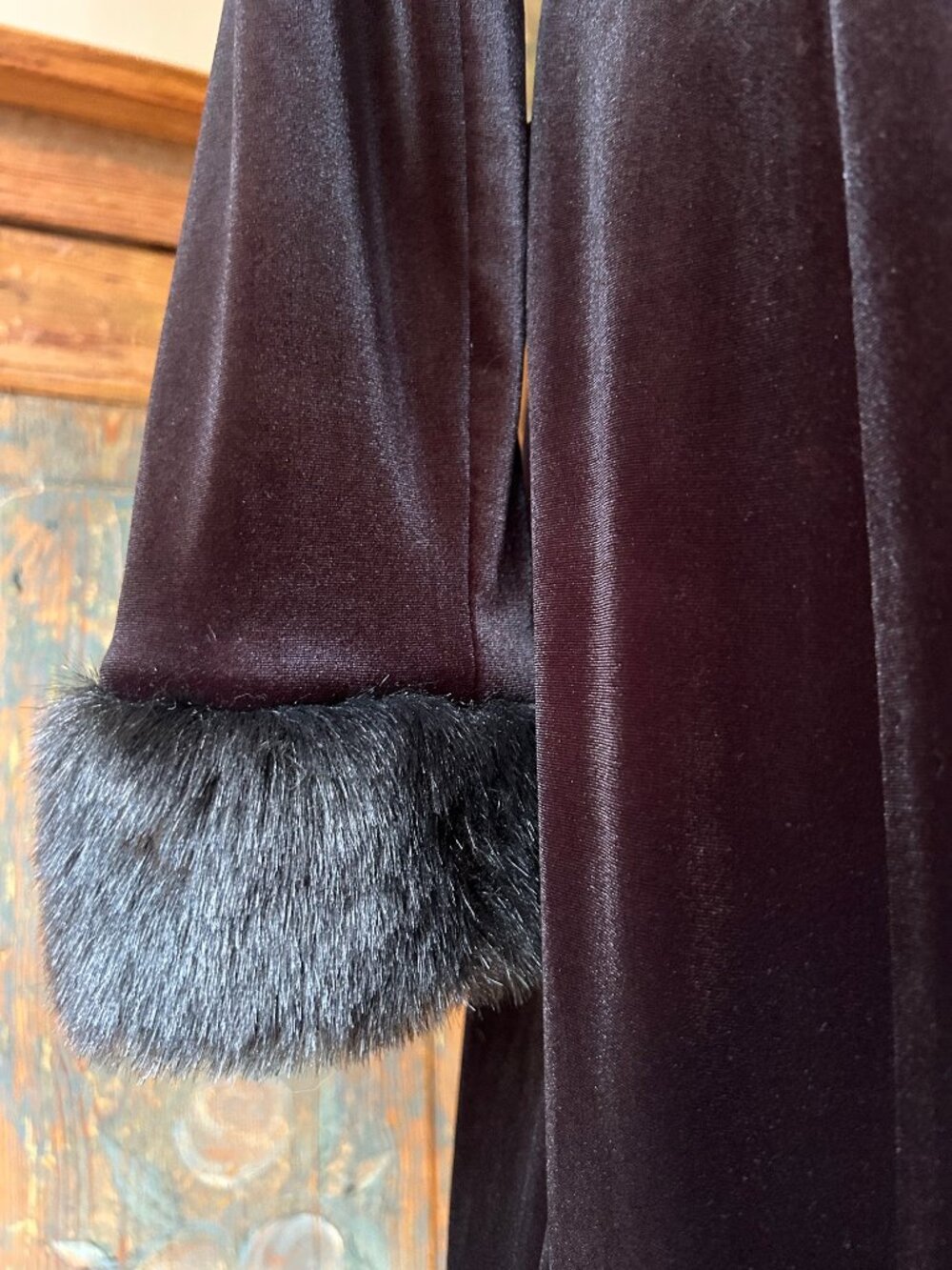Vintage Betsey Johnson Rose Black Velvet Duster Coat - Picture 5 of 13